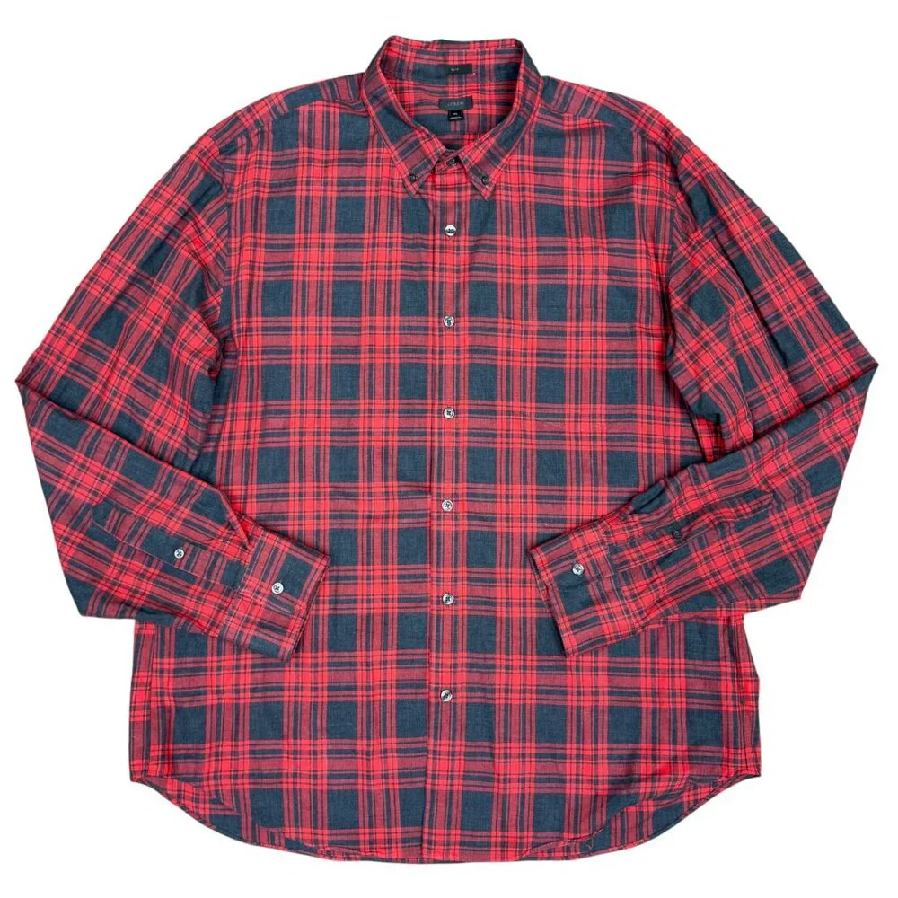 NWOT Men's J. CREW Slim Fit Casual Plaid Button Down Shirt | Size‎ XL